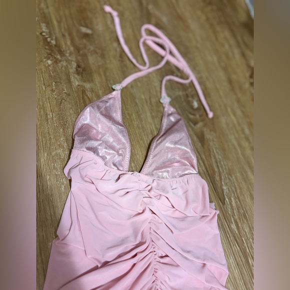 Elegant Pink Shimmer Mini Dress - Picture 2 of 4